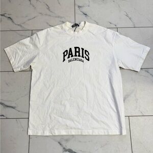 Balenciaga White Black Paris T-Shirt